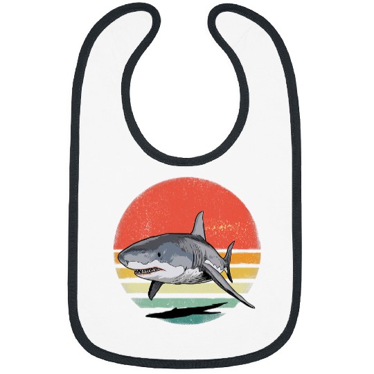 Shark Pet Retro Vintage Shark Fish Sea Animal Marine Life Bibs