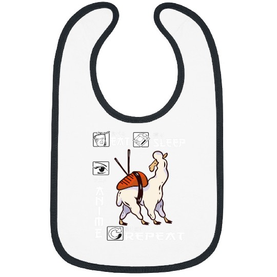 Llama Pet Eat Sleep Anime Repeat Llama Alpca Sushi Japanese Kawaii Bibs