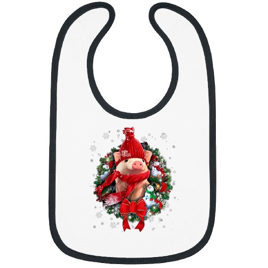 Pig Pet Scarf Hat Winter Christmas Wreath Xmas Snow Bibs