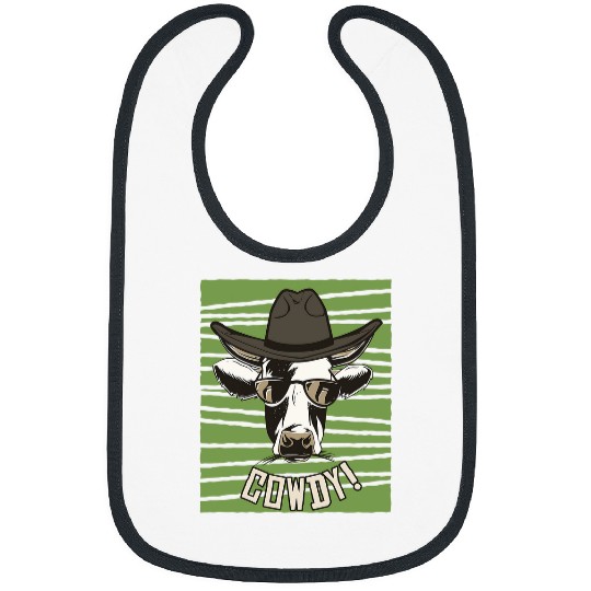 Cow Pet Cowdy Cow Howdy No Meowdy Cat Funny Texas Greeting Bull Head Bibs