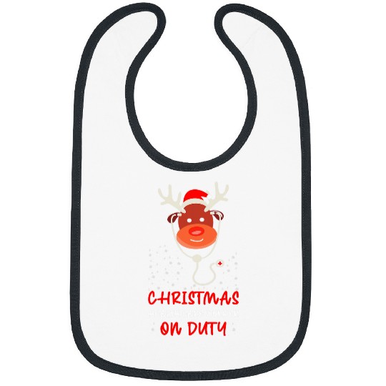 nurses Job Christmas Health Care Worker On Duty Funny Reindeer nurses Bibs