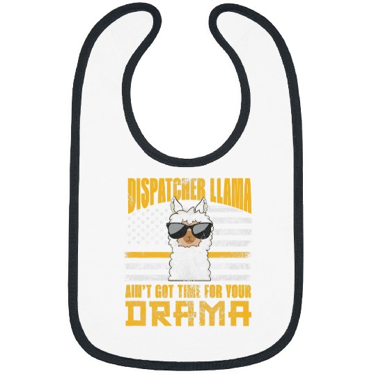 Llama Pet Dispatcher Llama Aint Got Time For Drama USA Flag Vintage Bibs