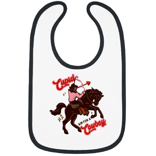 Horse Pet Cupid Aim for a Cowboy Western Howdy Valentines Day Bibs