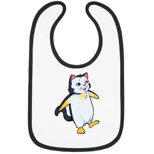 Penguin Pet Funny penguin illustration with a cat face on it Bibs