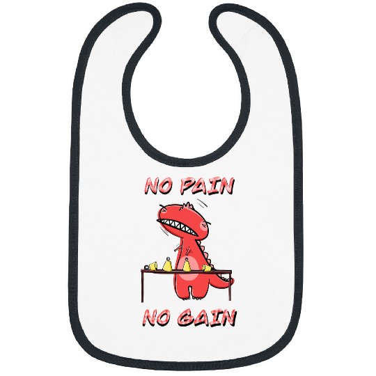 Dinosaur Pet Red TRex Practicing Handbells No Pain No Gain Bibs