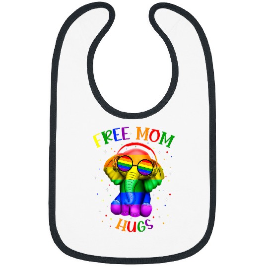 Elephant Mammal LGBT Mom Hugs Elephant Rainbow LGBT Gay Lesbian Trans Pride Bibs