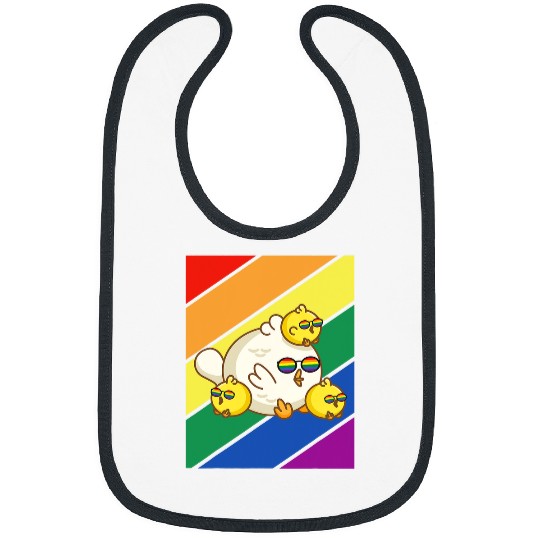 Chicken Pet LGBTQ Flag Gay Pride Month Rainbow Chicken LGBT Glasses Bibs