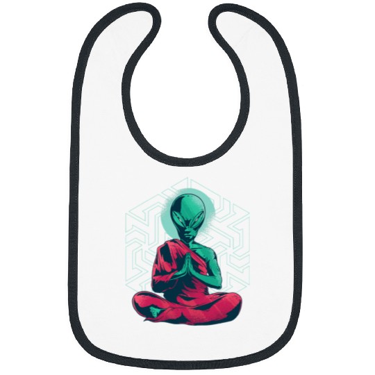 Aliens UFO Consciousness alien meditation buddha design world peace Bibs