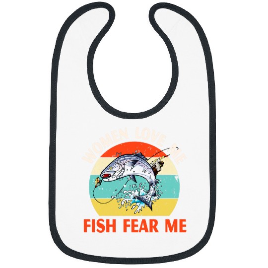 Fishing Fun Funny Rainbow Trout Fishing Fish Fear Me Men Dad Boys Bibs