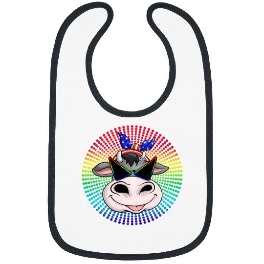 Cow Pet Party Animal Farmer Cool Sunglasses Farm Animal Funny Cow 01 Bibs