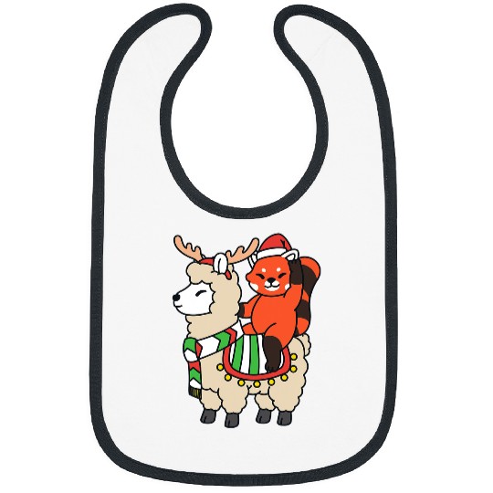 Llama Pet Santa Llama Red Panda Riding Reindeer Alpaca Christmas Bibs