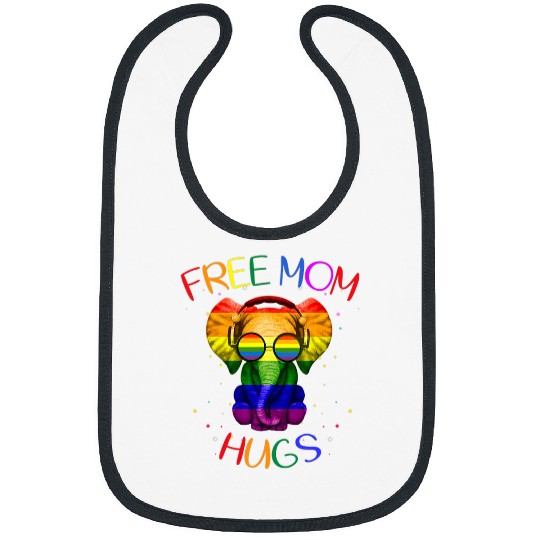 Elephant Mammal LGBT Mom Hugs Lgbt Elephant Rainbow Transgender Pride Month Bibs