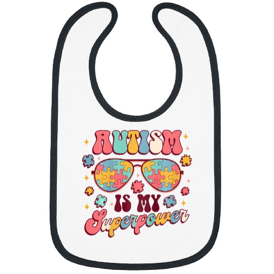 Autism Puzzle Kids Autism Is My Superpower Autism Awareness Autistic Baby Bibs