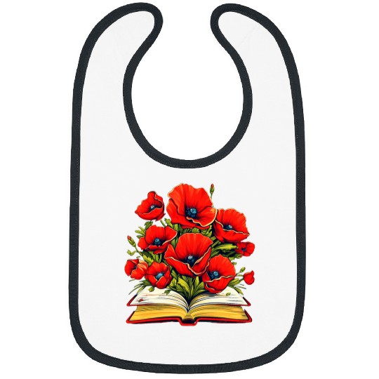 Book Fun Poppies Flowers Book Red Poppy Floral Bibs