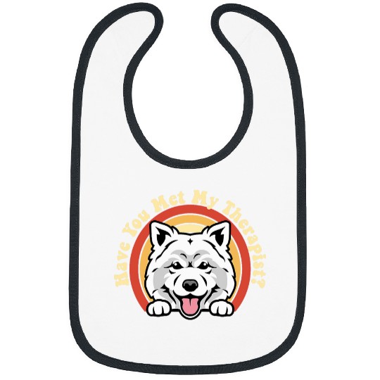 Samoyed Pet Emotional Support Therapy Dog Samoyed Breed Retro Pet Spitz Bibs