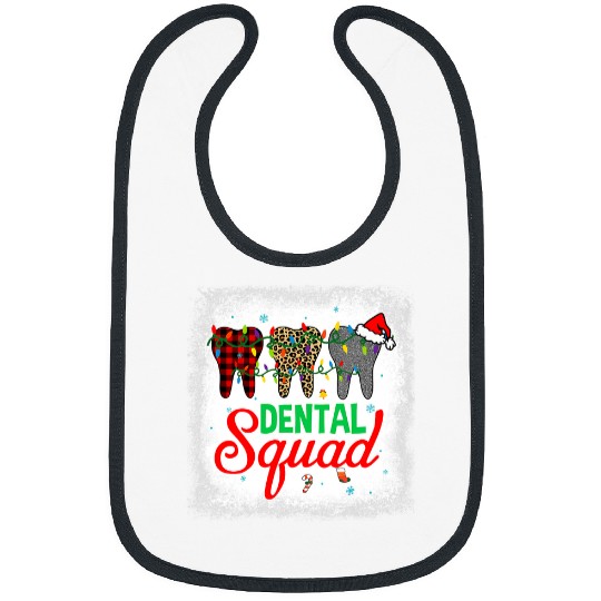 dentists Job Hygienist Christmas Dental Squad Leopard Red Plaid 1 Bibs