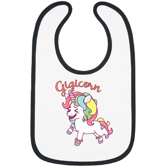 Unicorn Pet Gigicorn Gigi Grandma Unicorn Cartoon Illustration Bibs