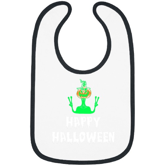Aliens UFO Womens Scary spooky Halloween witches pumpkin funny Bibs