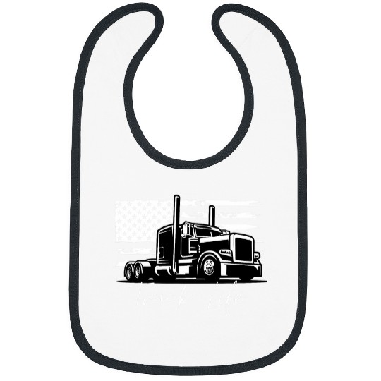 Truck Fun Trucking American Trucker Truck Life Semi truck Merica Flag Bibs