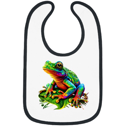 Frog Pet Colorful Frog Toad Lover Rainbow Amphibian Cute Retro Green Bibs