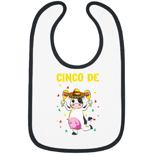 Cow Pet Funny Mexican Cow With Maracas Cinco de Mayo 2Kids Bibs