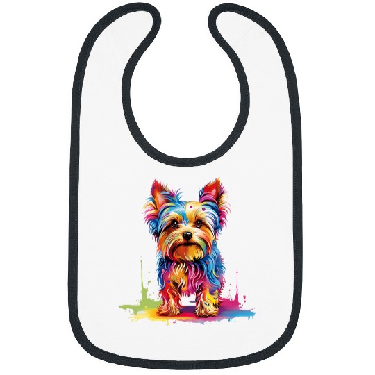 Yorkshire Pet Colorful Pop Art Yorkshire Terrier Portrait Yorkie Lover Bibs