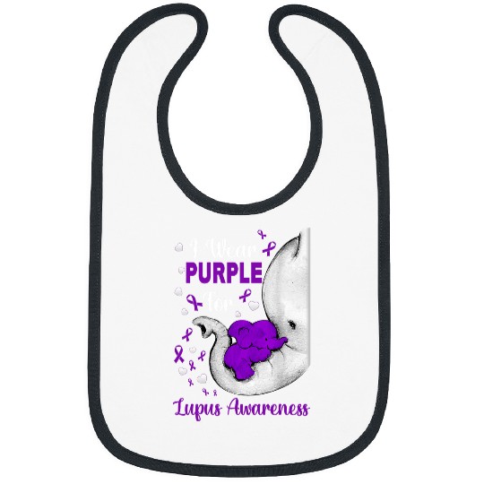 Elephant Mammal Lupus Warrior Cute Elephant I Wear Purple Ribbon For Lupus Awareness Bibs