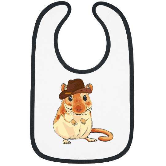 Gerbil Pet Lover Western Cowboy Hat Rodeo Desert Rat Animal Lover Bibs