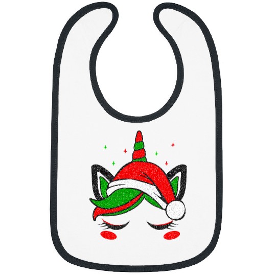 Unicorn Pet Face Santa Hat Christmas Funny xmass Kids Girls Women 7 Bibs