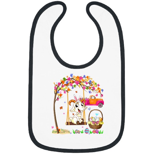 Goats Pet easter Goats bunny carrying easter eggs on pickup truck Bibs