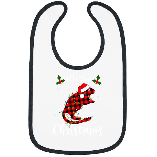 Gerbil Pet Lover Merry Christmas Animals Buffalo Red Plaid Bibs