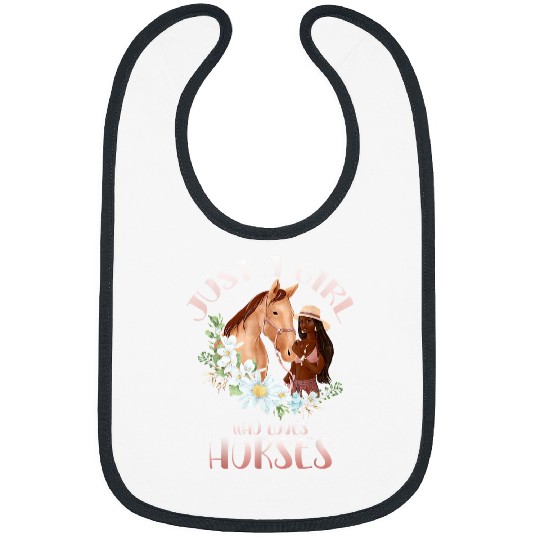 Horse Pet Just A Girl Who Loves Horses Watercolor Horse Horse  3 Bibs