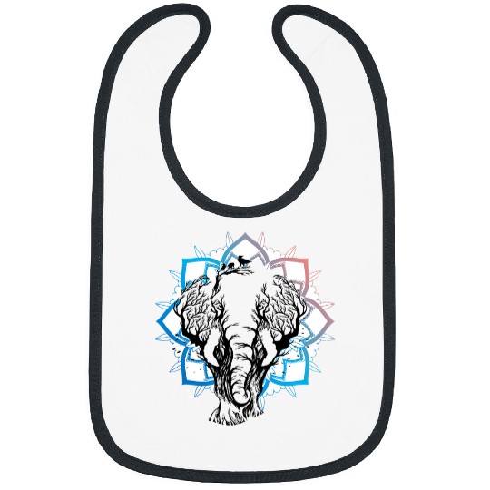 Elephant Mammal Yoga Womens Mandala Elephant Yoga Tattoo Henna Flower of Life traveler Bibs