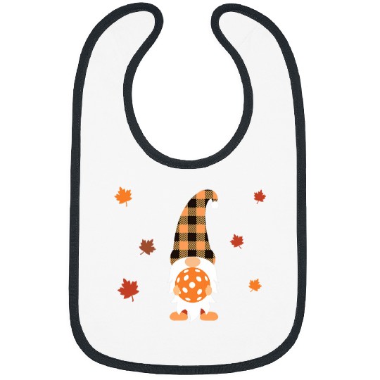 Sport Pickleball Pickleball Fall buffalo plaidss Gnome With Fall Leaves Bibs