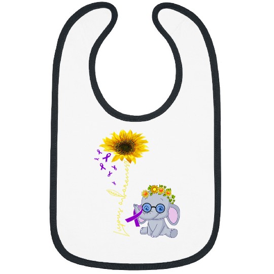 Elephant Mammal Lupus Warrior hippie sunflower elephant lupus awareness Bibs
