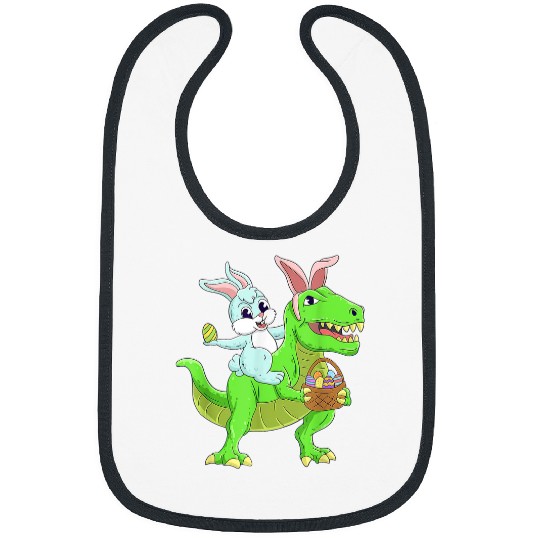 Dinosaur Pet Easter Bunny Riding Dinosaur T rexs Easter Kids Boys Bibs