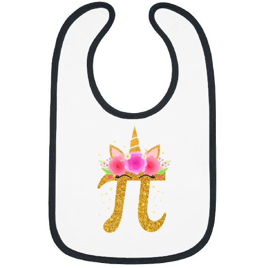 Unicorn Pet Face Pi Day Girls Women Math Geek Tee Bibs