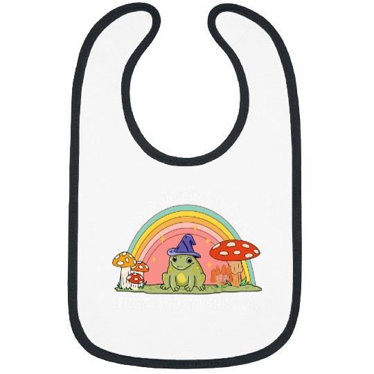 Frog Pet Cottage core Aesthetic Frog Wizard on Mushroom Rainbow Bibs