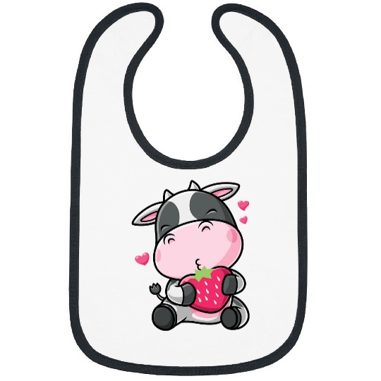 Cow Pet Cute strawberry cow hugging a strawberry Bibs