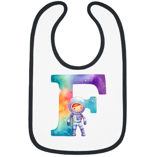 Astronaut Job Space Astronaut Letter F Name Monogram Initial Galaxy Planet Bibs