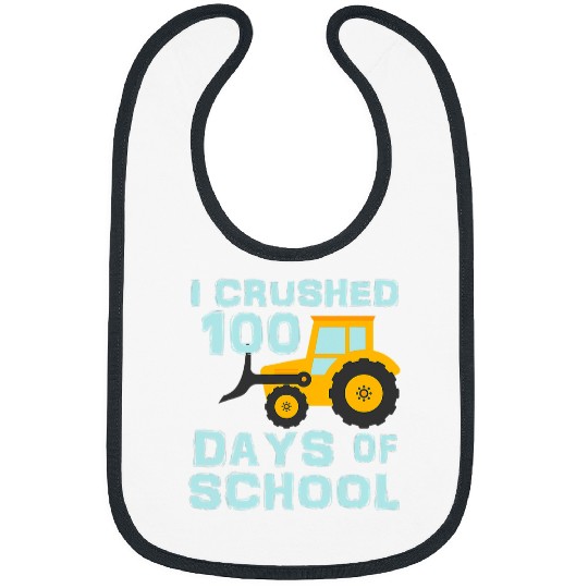 Tractor Fun driving I CRUSHED 100 DAYS OF SCHOOL Tractor Truck Lover Boys Kids Bibs