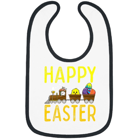 Chicken Pet Rabbits Happy Easter Train Bunny Chick Eggs Cute Boys Kids Toddlers Bibs