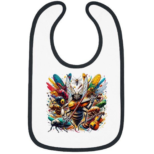 Entomology of Cicada and insect Violin and symphony Lover Bibs