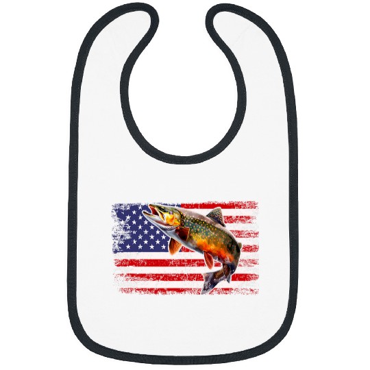 Fishing Fun Speckled Brook trout American flag Fishing 8 Bibs