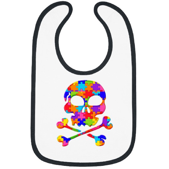 Autism Puzzle Skull Death Pirate Bone Puzzle Autism Puzzle Bibs