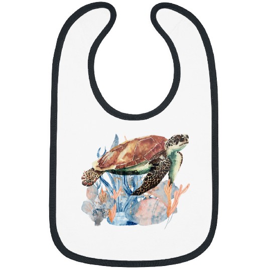 Turtle Pet Beloved Hawksbill Sea Turtle Living In Vast Blue Ocean Bibs