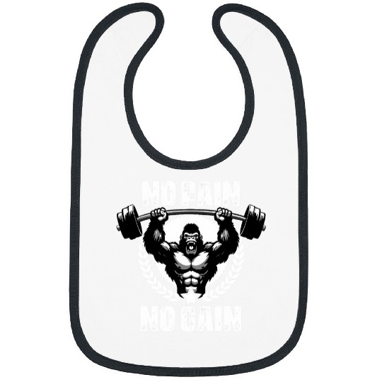 No Pain No Gain Weightlift Workouts Gym Quotes Gym Fitness Bibs