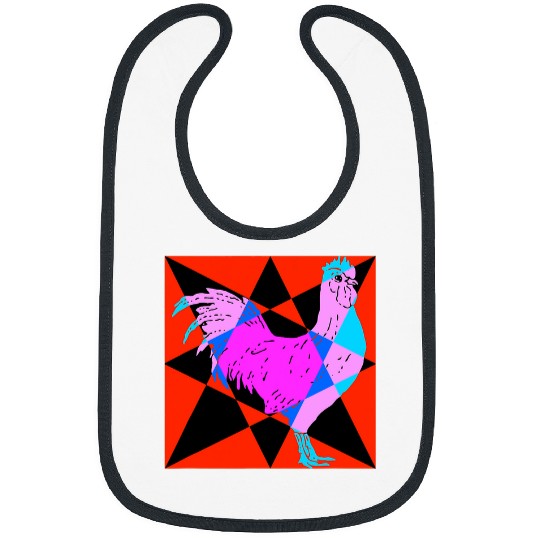 Chicken Pet Red Black Pink Blue Rooster Farm Animal Design Bibs