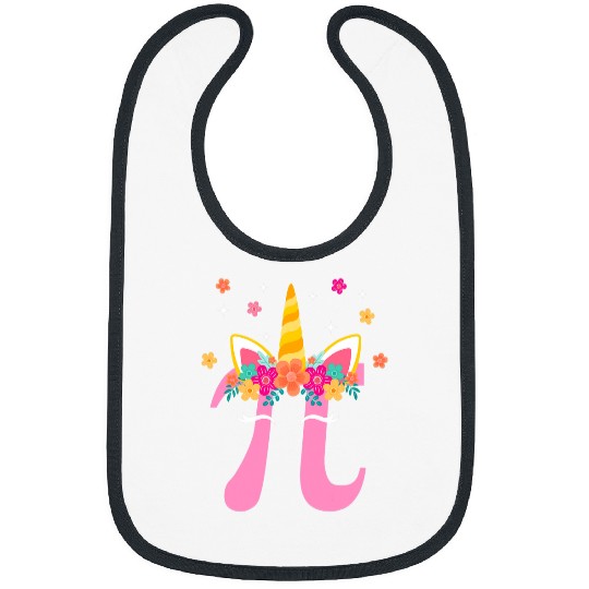 Unicorn Pet Face Pi Day Girls Women Math Geek 7 Bibs