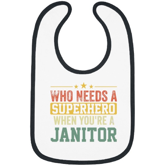 Funny Janitor Superhero vintages Tee For Men Dad Bibs